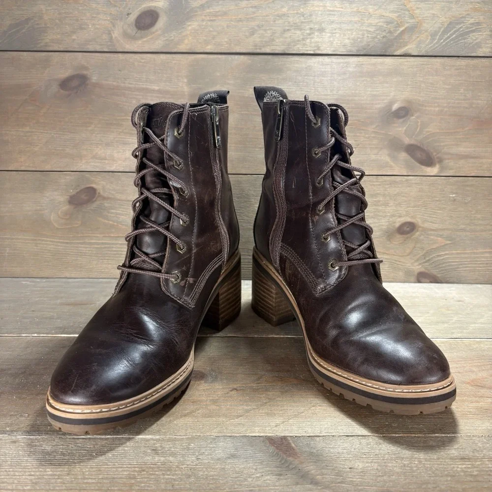 timberland sienna womens size 7 shoes brown leather heel ankle boots